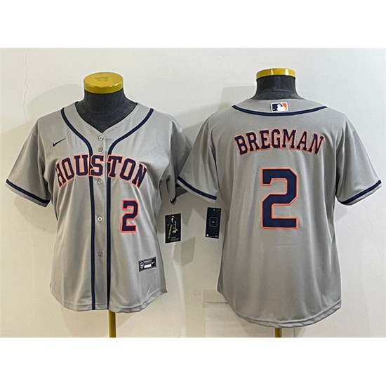 Women Houston Astros 2 Alex Bregman Gray Cool Base Stitched Baseball Jersey Women Houston Astros 2 Alex Bregman Gray Cool Base Stitched Baseball Jersey