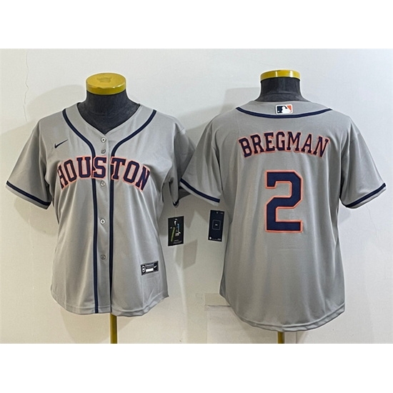 Women Houston Astros 2 Alex Bregman Gray Cool Base Stitched Baseball Jerseys Women Houston Astros 2 Alex Bregman Gray Cool Base Stitched Baseball Jerseys