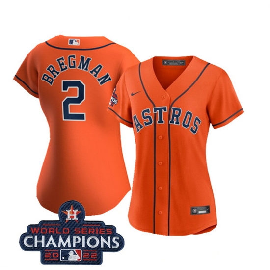 Women Houston Astros 2 Alex Bregman Orange 2022 World Series Champions Cool Base Stitched Baseball Jersey Women Houston Astros 2 Alex Bregman Orange 2022 World Series Champions Cool Base Stitched Baseball Jersey