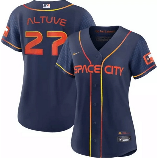 Women Houston Astros 27 Jose Altuve 2022 Navy City Connect Stitched Jersey Women Houston Astros 27 Jose Altuve 2022 Navy City Connect Stitched Jersey