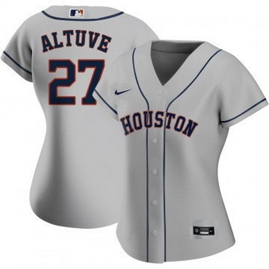 Women Houston Astros 27 Jose Altuve Grey Cool Base Stitched Baseball Jersey Women Houston Astros 27 Jose Altuve Grey Cool Base Stitched Baseball Jersey