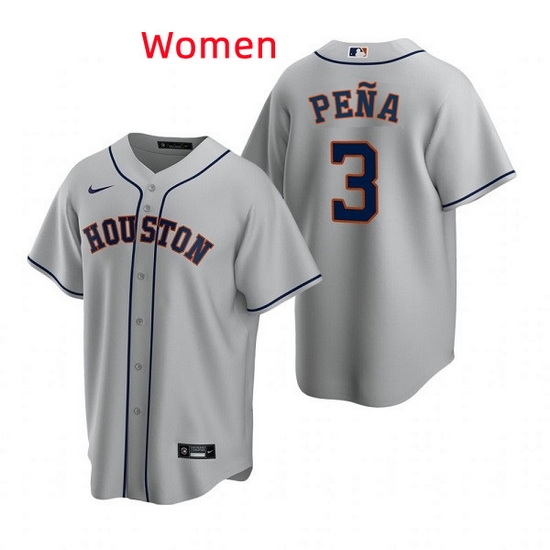 Women Houston Astros 3 Jeremy Pena Grey Stitched Jersey Women Houston Astros 3 Jeremy Pena Grey Stitched Jersey