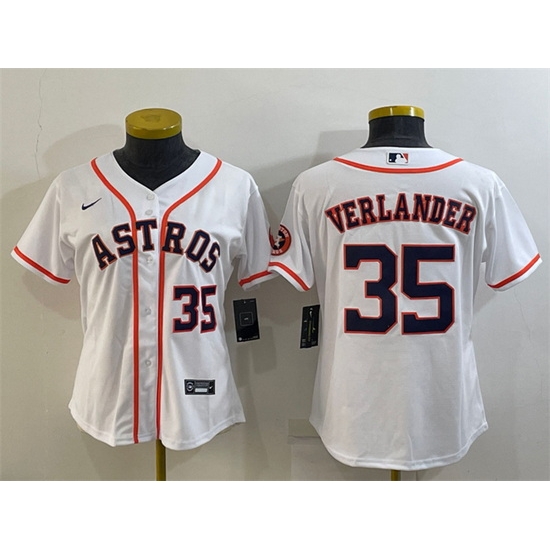 Women Houston Astros 35 Justin Verlander White With Patch Cool Base Stitched Baseball Jerseys Women Houston Astros 35 Justin Verlander White With Patch Cool Base Stitched Baseball Jerseys