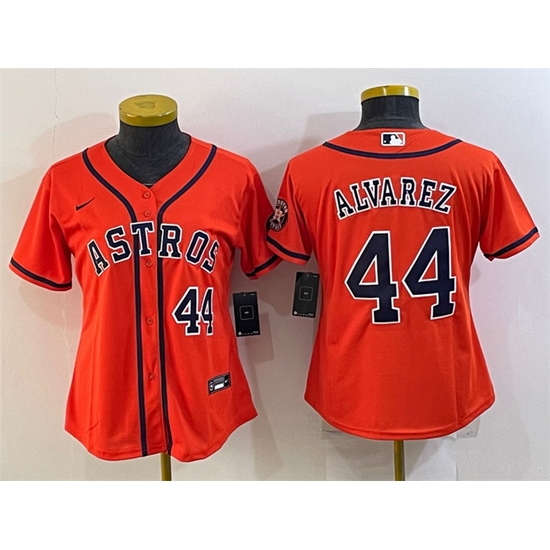 Women Houston Astros 44 Yordan Alvarez Orange With Patch Cool Base Stitched Baseball Jersey 1 Women Houston Astros 44 Yordan Alvarez Orange With Patch Cool Base Stitched Baseball Jersey 1