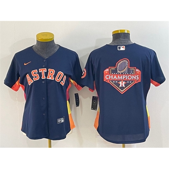 Women Houston Astros Navy 2022 World Series Champions Team Big Logo Cool Base Stitched Baseball Jersey Women Houston Astros Navy 2022 World Series Champions Team Big Logo Cool Base Stitched Baseball Jersey