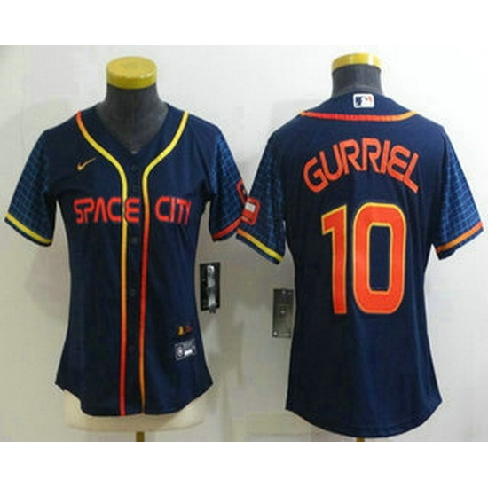 Women's Houston Astros #10 Yuli Gurriel 2022 Navy Blue City Connect Cool Base Stitched Jersey Women's Houston Astros #10 Yuli Gurriel 2022 Navy Blue City Connect Cool Base Stitched Jersey