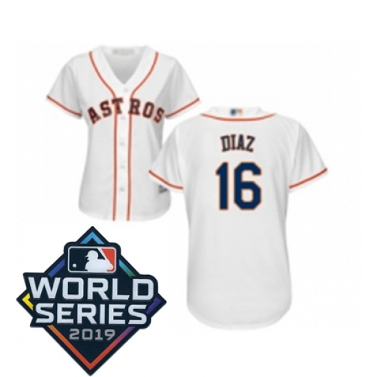 Womens Houston Astros 16 Aledmys Diaz White Home Cool Base Baseball jersey Womens Houston Astros 16 Aledmys Diaz White Home Cool Base Baseball jersey