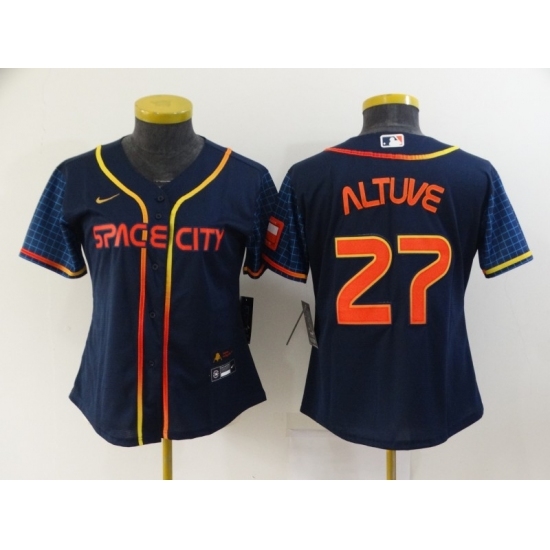 Women's Houston Astros #27 Jose Altuve Nike Navy 2022 City Connect Player Jersey Women's Houston Astros #27 Jose Altuve Nike Navy 2022 City Connect Player Jersey