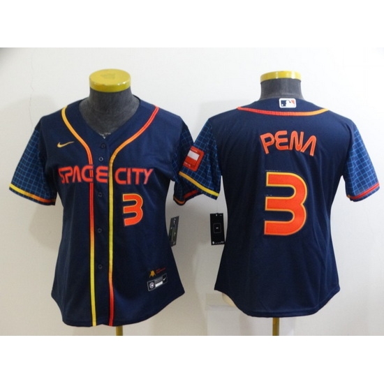 Women's Houston Astros #3 Jeremy Pena Number 2022 Navy Blue City Connect Cool Base Stitched Jersey Women's Houston Astros #3 Jeremy Pena Number 2022 Navy Blue City Connect Cool Base Stitched Jersey