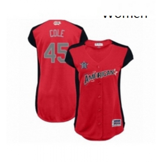 Womens Houston Astros 45 Gerrit Cole Authentic Red American League 2019 Baseball All Star Jersey Womens Houston Astros 45 Gerrit Cole Authentic Red American League 2019 Baseball All Star Jersey