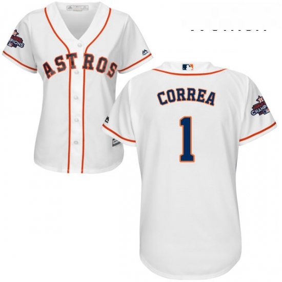 Womens Majestic Houston Astros 1 Carlos Correa Authentic White Home 2017 World Series Champions Cool Base MLB Jersey Womens Majestic Houston Astros 1 Carlos Correa Authentic White Home 2017 World Series Champions Cool Base MLB Jersey