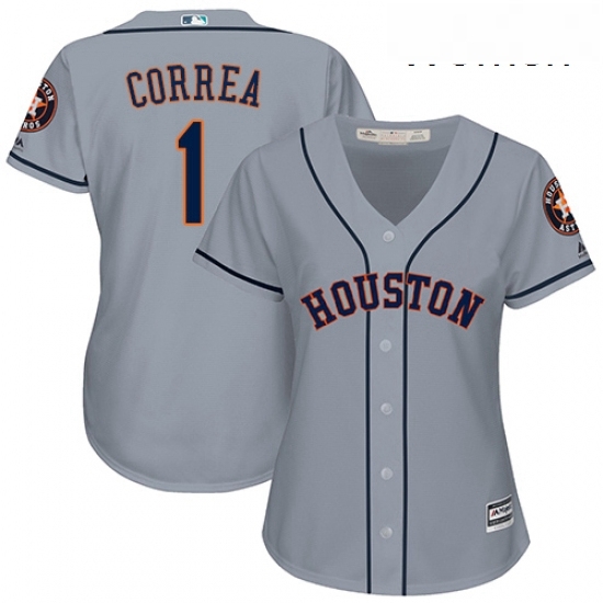 Womens Majestic Houston Astros 1 Carlos Correa Replica Grey Road Cool Base MLB Jersey Womens Majestic Houston Astros 1 Carlos Correa Replica Grey Road Cool Base MLB Jersey