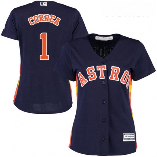 Womens Majestic Houston Astros 1 Carlos Correa Replica Navy Blue Alternate Cool Base MLB Jersey Womens Majestic Houston Astros 1 Carlos Correa Replica Navy Blue Alternate Cool Base MLB Jersey