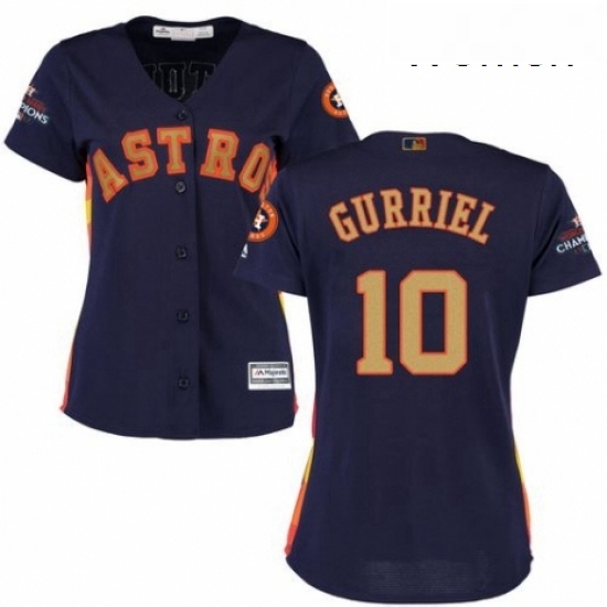 Womens Majestic Houston Astros 10 Yuli Gurriel Authentic Navy Blue Alternate 2018 Gold Program Cool Base MLB Jersey Womens Majestic Houston Astros 10 Yuli Gurriel Authentic Navy Blue Alternate 2018 Gold Program Cool Base MLB Jersey
