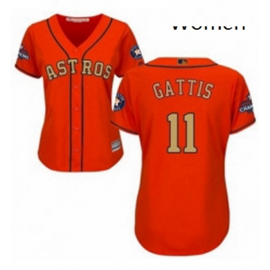 Womens Majestic Houston Astros 11 Evan Gattis Authentic Orange Alternate 2018 Gold Program Cool Base MLB Jersey Womens Majestic Houston Astros 11 Evan Gattis Authentic Orange Alternate 2018 Gold Program Cool Base MLB Jersey