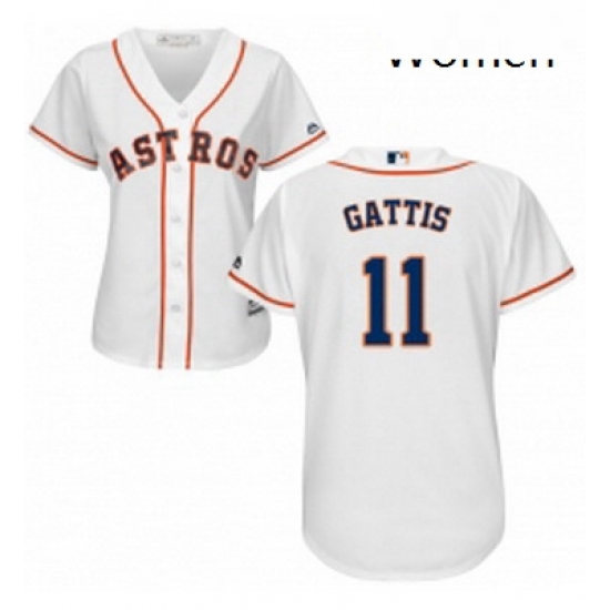 Womens Majestic Houston Astros 11 Evan Gattis Authentic White Home Cool Base MLB Jersey Womens Majestic Houston Astros 11 Evan Gattis Authentic White Home Cool Base MLB Jersey