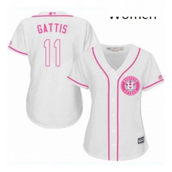 Womens Majestic Houston Astros 11 Evan Gattis Replica White Fashion Cool Base MLB Jersey Womens Majestic Houston Astros 11 Evan Gattis Replica White Fashion Cool Base MLB Jersey