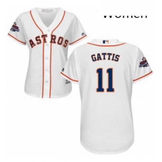 Womens Majestic Houston Astros 11 Evan Gattis Replica White Home 2017 World Series Champions Cool Base MLB Jersey Womens Majestic Houston Astros 11 Evan Gattis Replica White Home 2017 World Series Champions Cool Base MLB Jersey