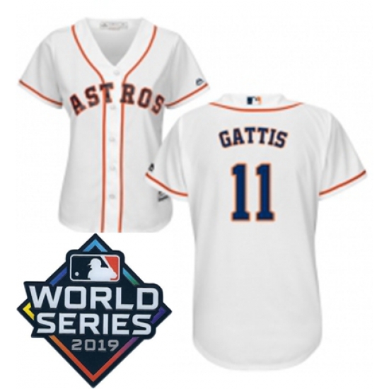 Womens Majestic Houston Astros 11 Evan Gattis White Home Cool Base Sitched 2019 World Series Patch Jersey Womens Majestic Houston Astros 11 Evan Gattis White Home Cool Base Sitched 2019 World Series Patch Jersey