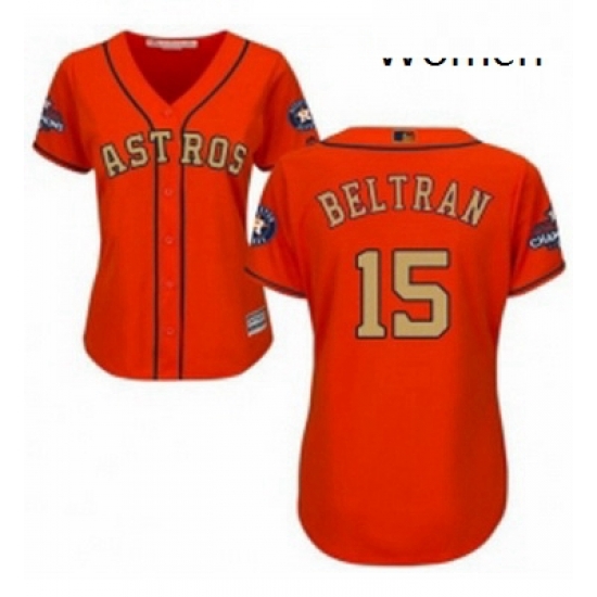Womens Majestic Houston Astros 15 Carlos Beltran Authentic Orange Alternate 2018 Gold Program Cool Base MLB Jersey Womens Majestic Houston Astros 15 Carlos Beltran Authentic Orange Alternate 2018 Gold Program Cool Base MLB Jersey