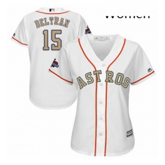 Womens Majestic Houston Astros 15 Carlos Beltran Authentic White 2018 Gold Program Cool Base MLB Jersey Womens Majestic Houston Astros 15 Carlos Beltran Authentic White 2018 Gold Program Cool Base MLB Jersey
