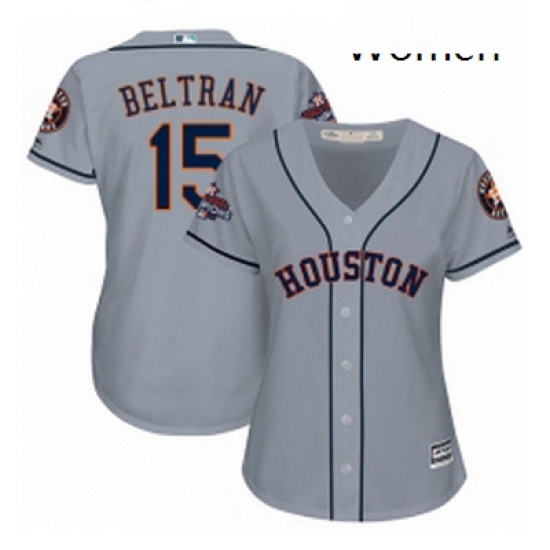 Womens Majestic Houston Astros 15 Carlos Beltran Replica Grey Road 2017 World Series Champions Cool Base MLB Jersey Womens Majestic Houston Astros 15 Carlos Beltran Replica Grey Road 2017 World Series Champions Cool Base MLB Jersey
