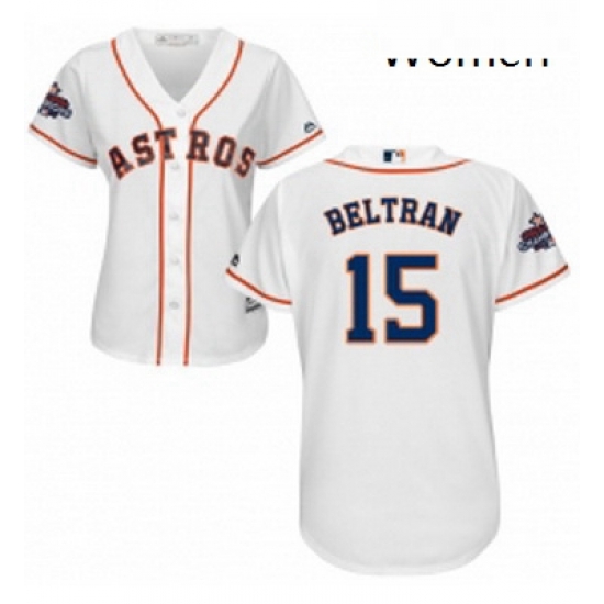Womens Majestic Houston Astros 15 Carlos Beltran Replica White Home 2017 World Series Champions Cool Base MLB Jersey Womens Majestic Houston Astros 15 Carlos Beltran Replica White Home 2017 World Series Champions Cool Base MLB Jersey