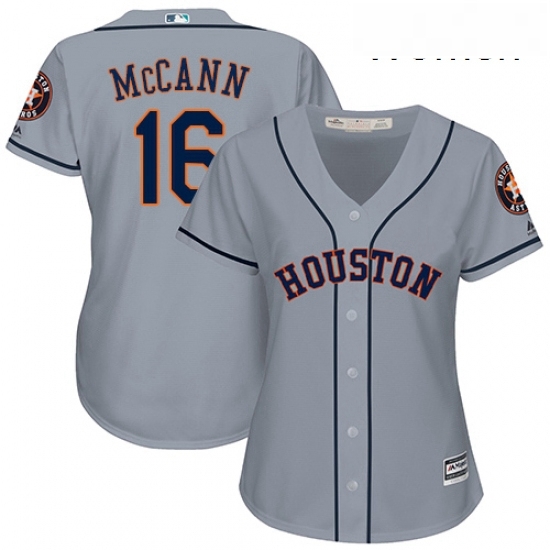 Womens Majestic Houston Astros 16 Brian McCann Replica Grey Road Cool Base MLB Jersey Womens Majestic Houston Astros 16 Brian McCann Replica Grey Road Cool Base MLB Jersey