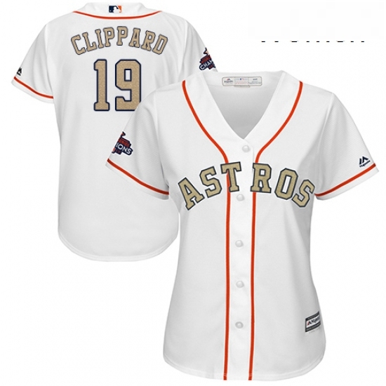 Womens Majestic Houston Astros 19 Tyler Clippard Authentic White 2018 Gold Program Cool Base MLB Jersey Womens Majestic Houston Astros 19 Tyler Clippard Authentic White 2018 Gold Program Cool Base MLB Jersey