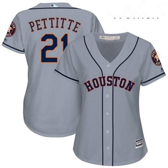 Womens Majestic Houston Astros 21 Andy Pettitte Replica Grey Road Cool Base MLB Jersey Womens Majestic Houston Astros 21 Andy Pettitte Replica Grey Road Cool Base MLB Jersey