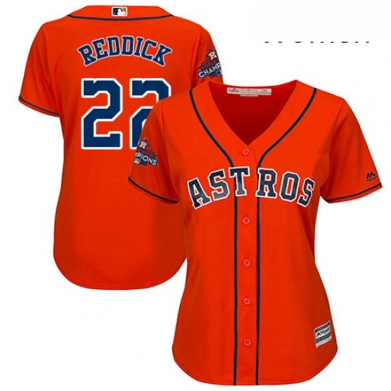 Womens Majestic Houston Astros 22 Josh Reddick Authentic Orange Alternate 2017 World Series Champions Cool Base MLB Jersey Womens Majestic Houston Astros 22 Josh Reddick Authentic Orange Alternate 2017 World Series Champions Cool Base MLB Jersey