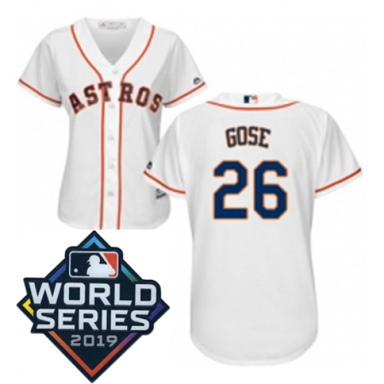 Womens Majestic Houston Astros 26 Anthony Gose White Home Cool Base Sitched 2019 World Series Patch jersey Womens Majestic Houston Astros 26 Anthony Gose White Home Cool Base Sitched 2019 World Series Patch jersey