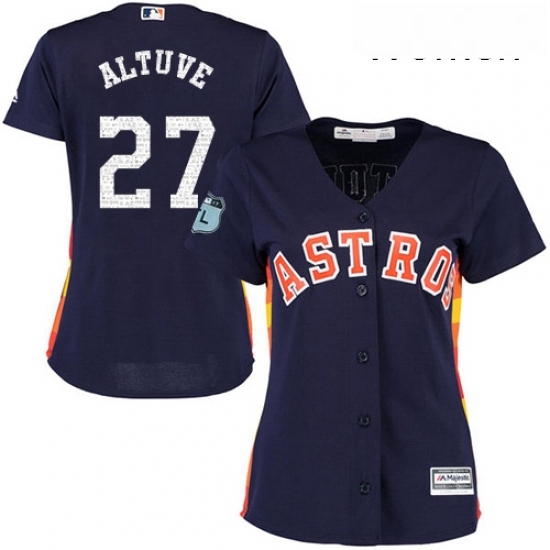 Womens Majestic Houston Astros 27 Jose Altuve Authentic Navy Blue 2017 Spring Training Cool Base MLB Jersey Womens Majestic Houston Astros 27 Jose Altuve Authentic Navy Blue 2017 Spring Training Cool Base MLB Jersey