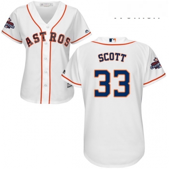 Womens Majestic Houston Astros 33 Mike Scott Replica White Home 2017 World Series Champions Cool Base MLB Jersey Womens Majestic Houston Astros 33 Mike Scott Replica White Home 2017 World Series Champions Cool Base MLB Jersey