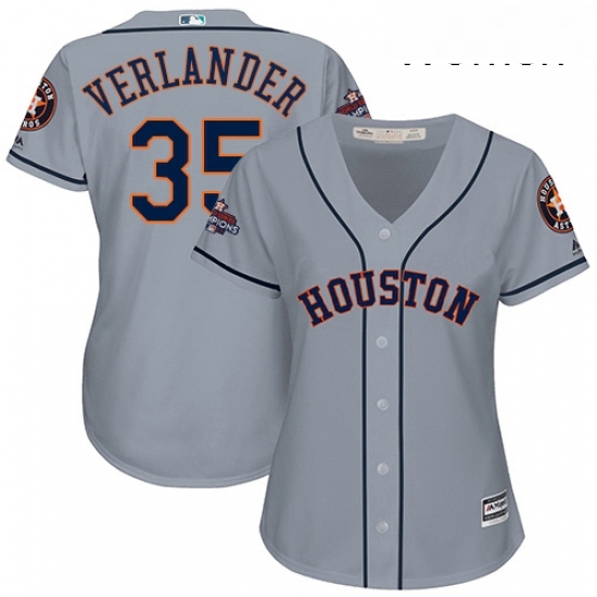 Womens Majestic Houston Astros 35 Justin Verlander Replica Grey Road 2017 World Series Champions Cool Base MLB Jersey Womens Majestic Houston Astros 35 Justin Verlander Replica Grey Road 2017 World Series Champions Cool Base MLB Jersey
