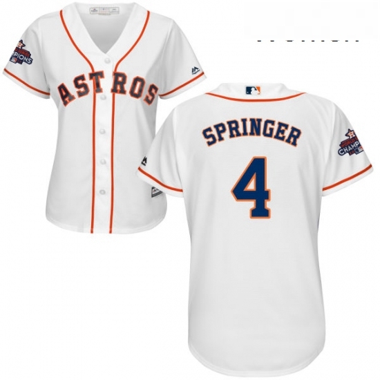 Womens Majestic Houston Astros 4 George Springer Authentic White Home 2017 World Series Champions Cool Base MLB Jersey Womens Majestic Houston Astros 4 George Springer Authentic White Home 2017 World Series Champions Cool Base MLB Jersey