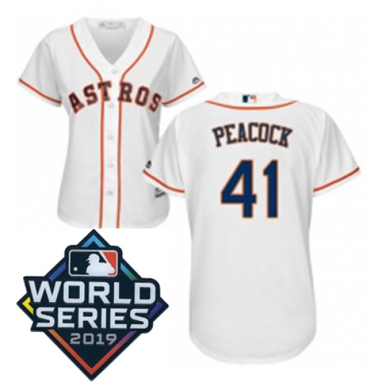 Womens Majestic Houston Astros 41 Brad Peacock White Home Cool Base Sitched 2019 World Series Patch jersey Womens Majestic Houston Astros 41 Brad Peacock White Home Cool Base Sitched 2019 World Series Patch jersey