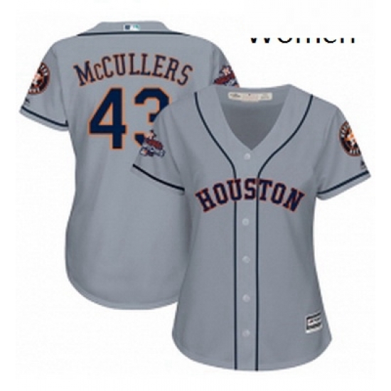 Womens Majestic Houston Astros 43 Lance McCullers Authentic Grey Road 2017 World Series Champions Cool Base MLB Jersey Womens Majestic Houston Astros 43 Lance McCullers Authentic Grey Road 2017 World Series Champions Cool Base MLB Jersey
