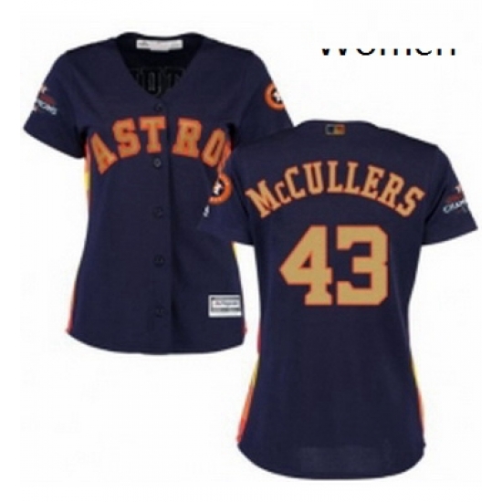 Womens Majestic Houston Astros 43 Lance McCullers Authentic Navy Blue Alternate 2018 Gold Program Cool Base MLB Jersey Womens Majestic Houston Astros 43 Lance McCullers Authentic Navy Blue Alternate 2018 Gold Program Cool Base MLB Jersey