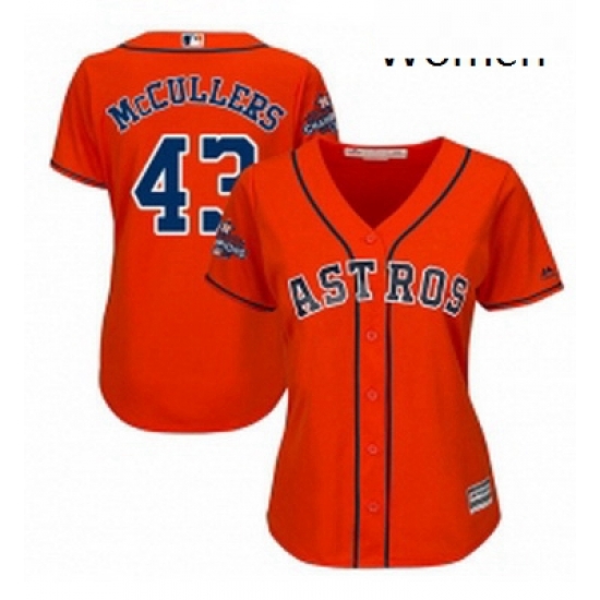 Womens Majestic Houston Astros 43 Lance McCullers Authentic Orange Alternate 2017 World Series Champions Cool Base MLB Jersey Womens Majestic Houston Astros 43 Lance McCullers Authentic Orange Alternate 2017 World Series Champions Cool Base MLB Jersey
