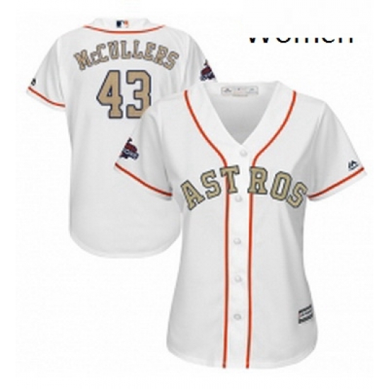 Womens Majestic Houston Astros 43 Lance McCullers Authentic White 2018 Gold Program Cool Base MLB Jersey Womens Majestic Houston Astros 43 Lance McCullers Authentic White 2018 Gold Program Cool Base MLB Jersey