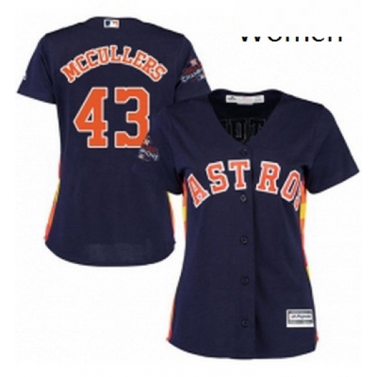 Womens Majestic Houston Astros 43 Lance McCullers Replica Navy Blue Alternate 2017 World Series Champions Cool Base MLB Jersey Womens Majestic Houston Astros 43 Lance McCullers Replica Navy Blue Alternate 2017 World Series Champions Cool Base MLB Jersey