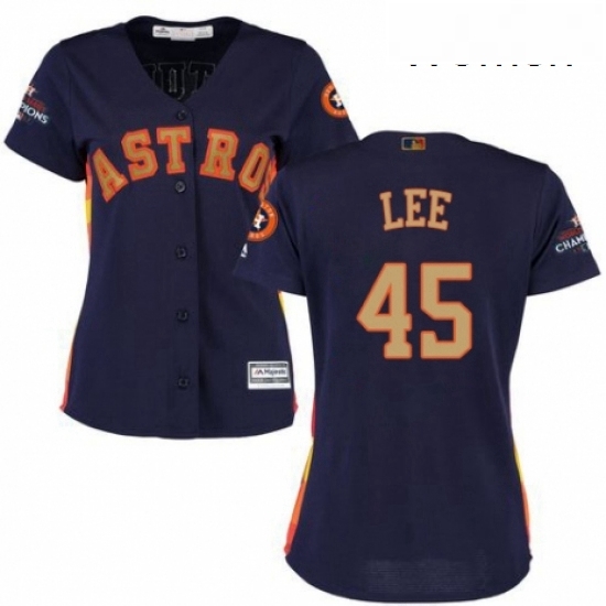 Womens Majestic Houston Astros 45 Carlos Lee Authentic Navy Blue Alternate 2018 Gold Program Cool Base MLB Jersey Womens Majestic Houston Astros 45 Carlos Lee Authentic Navy Blue Alternate 2018 Gold Program Cool Base MLB Jersey