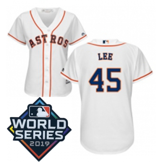 Womens Majestic Houston Astros 45 Carlos Lee White Home Cool Base Sitched 2019 World Series Patch Jersey Womens Majestic Houston Astros 45 Carlos Lee White Home Cool Base Sitched 2019 World Series Patch Jersey