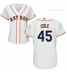 Womens Majestic Houston Astros 45 Gerrit Cole Replica White Home Cool Base MLB Jersey 