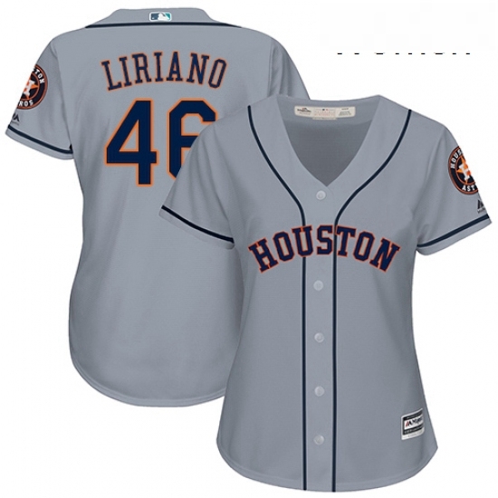 Womens Majestic Houston Astros 46 Francisco Liriano Authentic Grey Road Cool Base MLB Jersey Womens Majestic Houston Astros 46 Francisco Liriano Authentic Grey Road Cool Base MLB Jersey