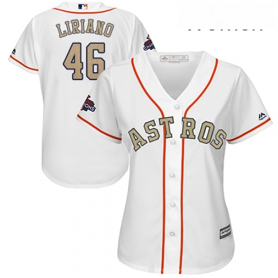 Womens Majestic Houston Astros 46 Francisco Liriano Authentic White 2018 Gold Program Cool Base MLB Jersey Womens Majestic Houston Astros 46 Francisco Liriano Authentic White 2018 Gold Program Cool Base MLB Jersey