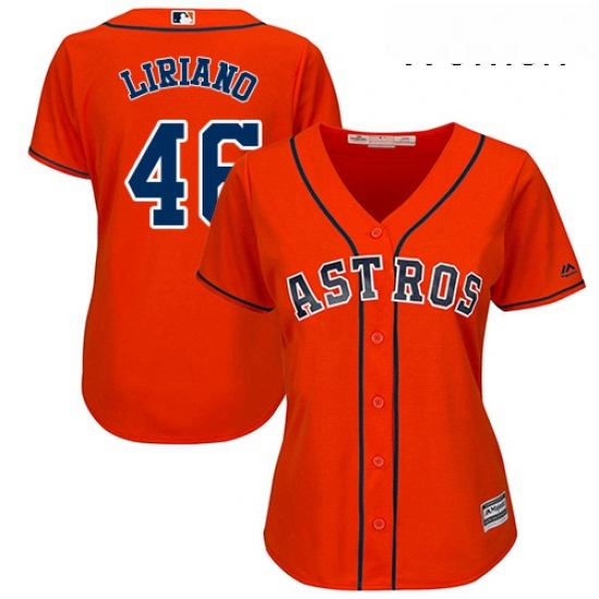Womens Majestic Houston Astros 46 Francisco Liriano Replica Orange Alternate Cool Base MLB Jersey Womens Majestic Houston Astros 46 Francisco Liriano Replica Orange Alternate Cool Base MLB Jersey