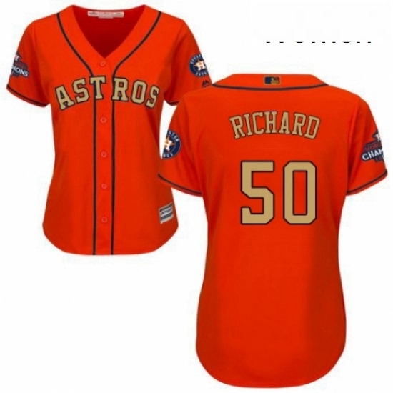 Womens Majestic Houston Astros 50 JR Richard Authentic Orange Alternate 2018 Gold Program Cool Base MLB Jersey Womens Majestic Houston Astros 50 JR Richard Authentic Orange Alternate 2018 Gold Program Cool Base MLB Jersey