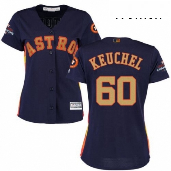 Womens Majestic Houston Astros 60 Dallas Keuchel Authentic Navy Blue Alternate 2018 Gold Program Cool Base MLB Jersey Womens Majestic Houston Astros 60 Dallas Keuchel Authentic Navy Blue Alternate 2018 Gold Program Cool Base MLB Jersey